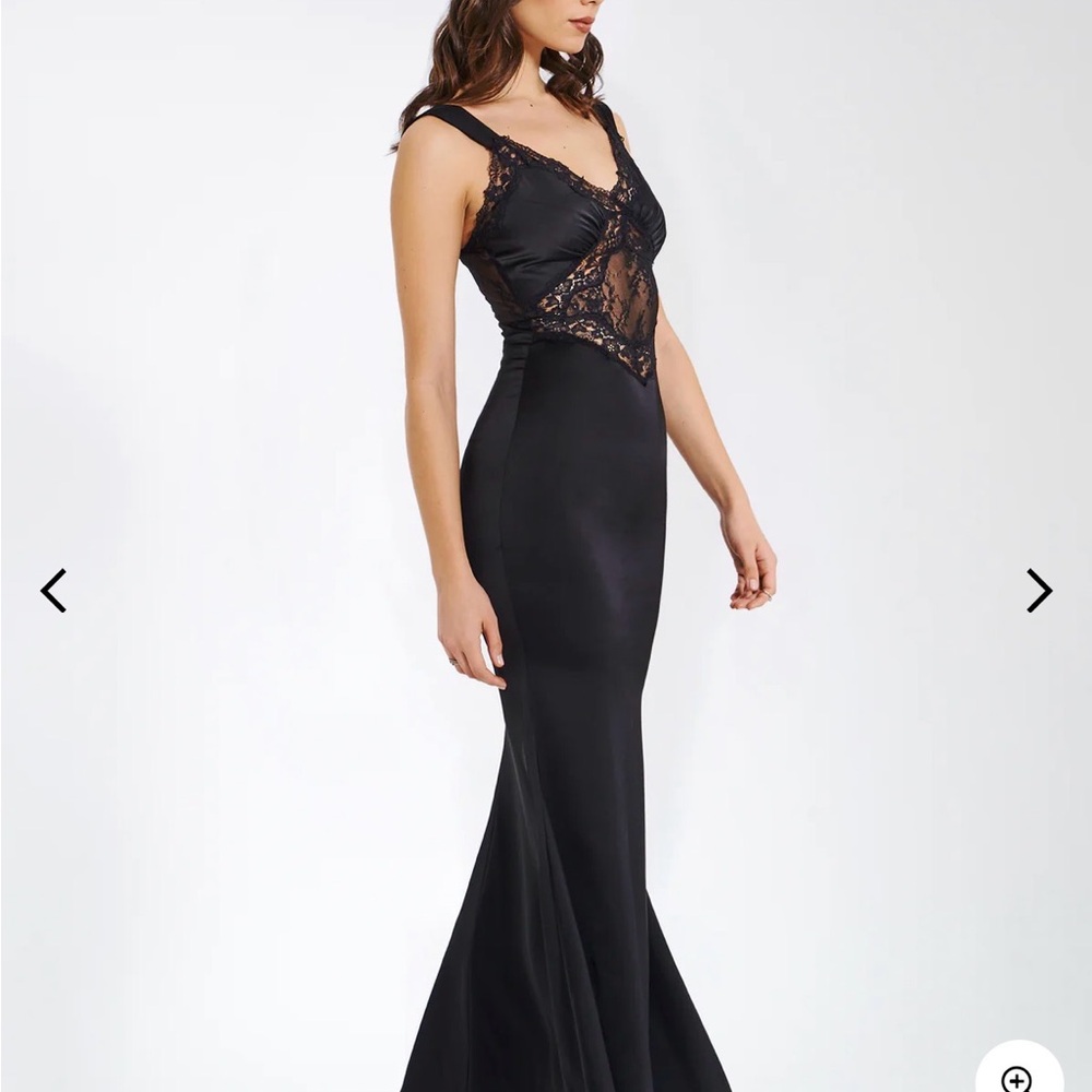 Miss Circle Camila Black Lace-Detail Maxi Evening Dress, S, NWT